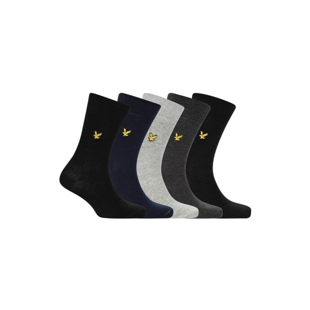 Lyle & Scott Mens Liam Crew Socks (Pack of 5) / Black/Navy/Gray
